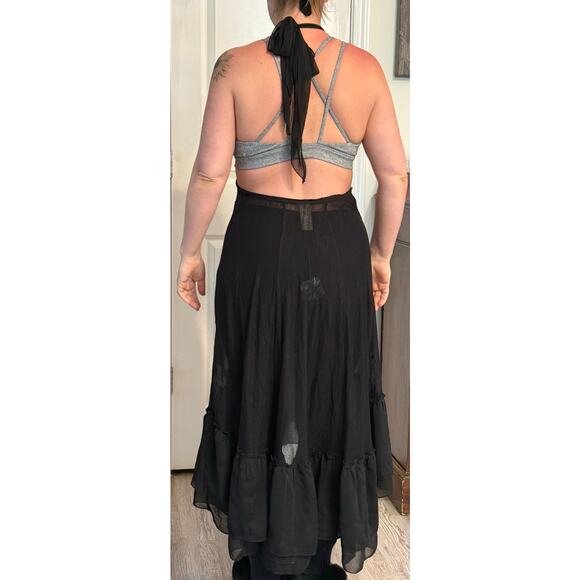 Free People Swim Cover-Up Black Boho Beaded Bodice Hi-Low Hem Size Small - Picture 5 of 8